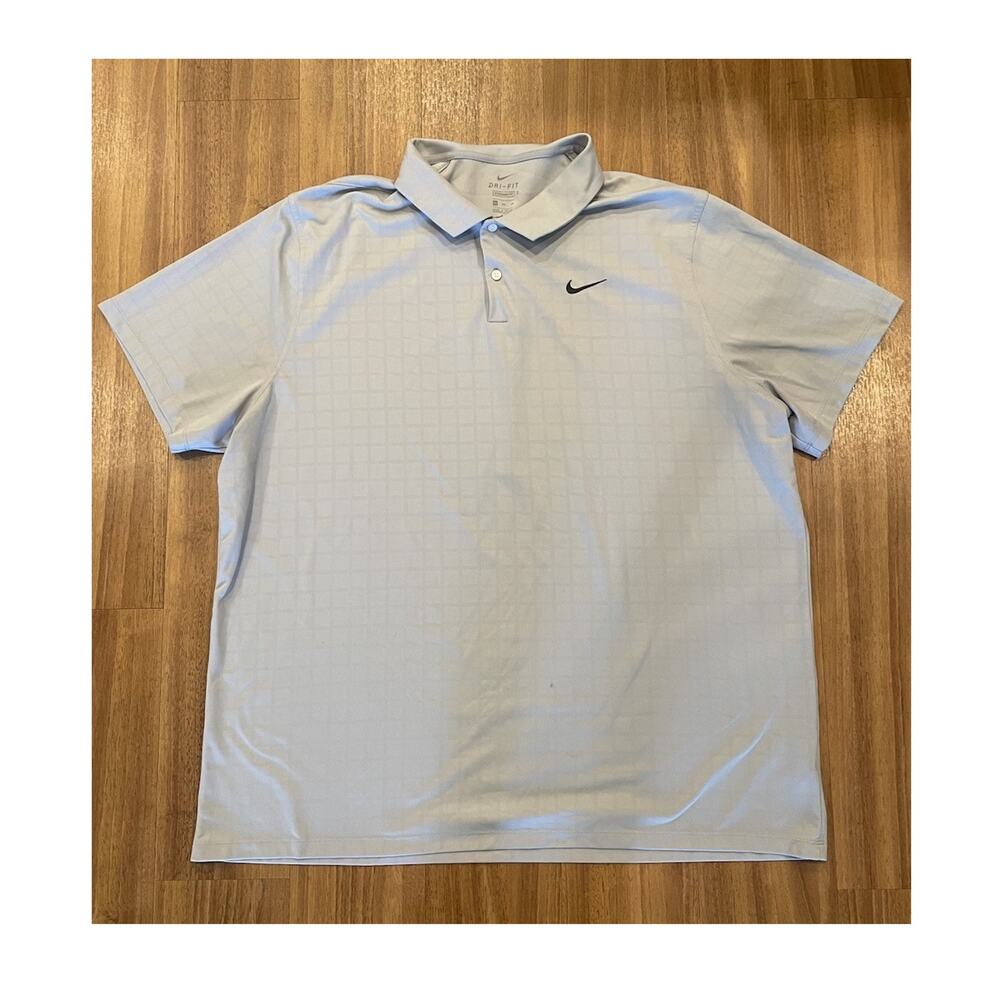 Nike Dri-FIT Check Short Sleeve Polo Shirt Gray Standard Fit Men’s 3XL